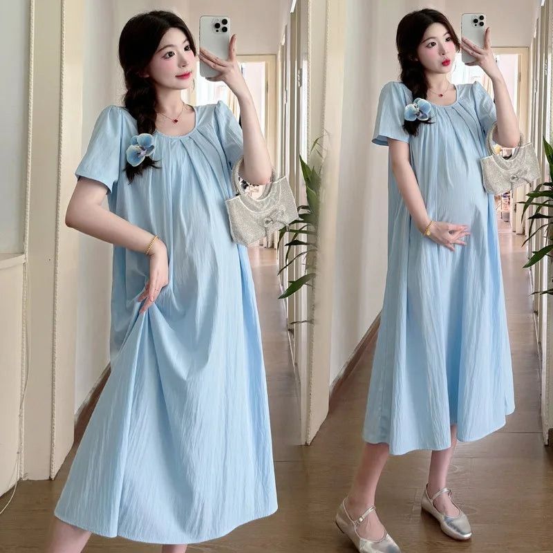 Elevate Your Summer Wardrobe: New Maternity Summer Dress Fashionable, Thin Long Dresses for Pregnant Women, Stay Cool in Style