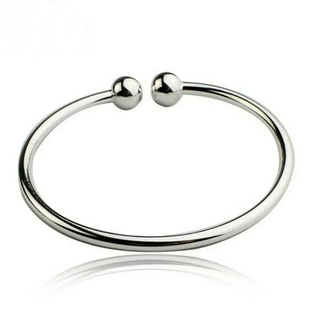 1pc Smooth Solid Bead Bracelet Cufflinks Bangles For Women Man Wedding Engagement Party Jewelry