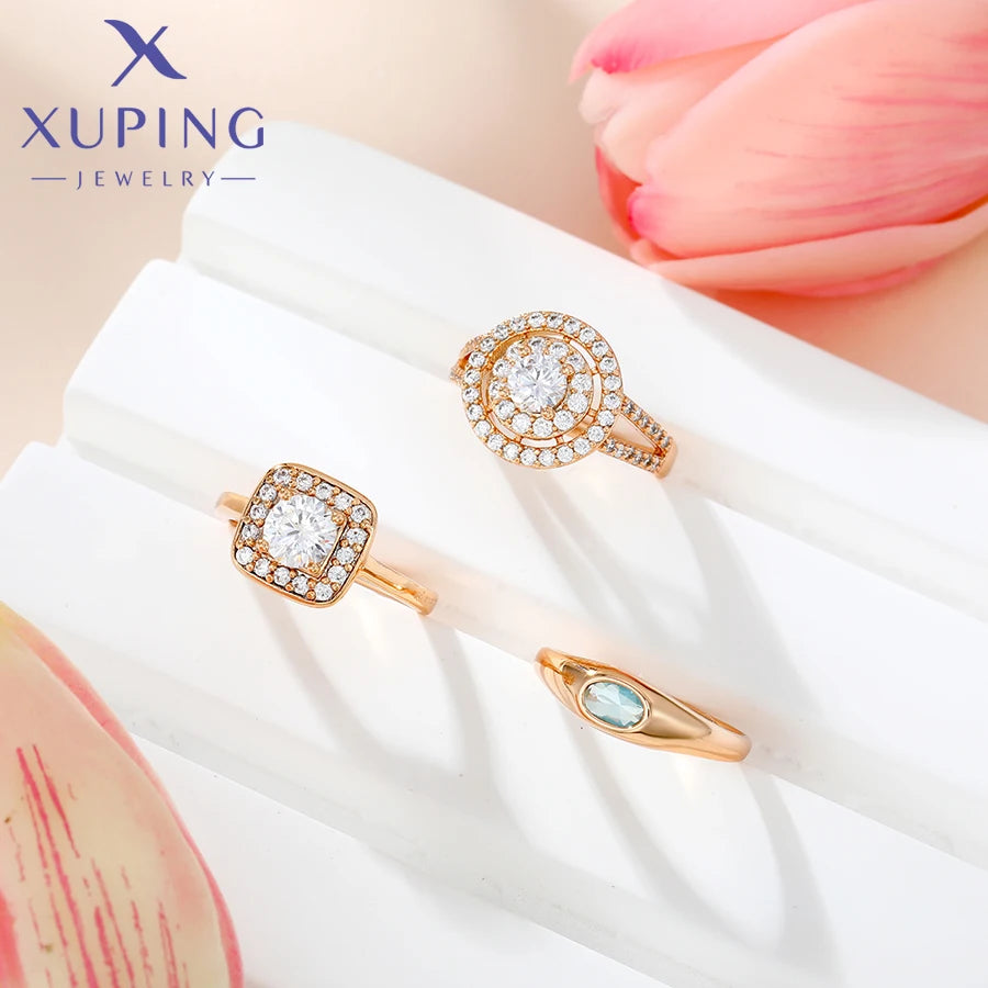 Xuping Jewelry Fashion Charm Mixed Rings Group Popular Rings for Women Gold Plated Party WeddingGift