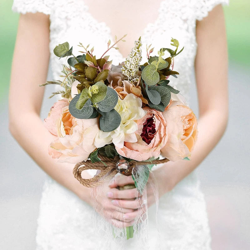 30CM Wedding Decoration Bridal Holding Flowers Artificial Roses Bundle Home Decoration Photography Props Silk Flowers