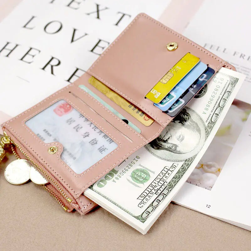 Women Fashion Wallets Zipper Coin Purse Ladies Short Purses Handbags Women Clutch Credit Cards Holder PU Leather Billfold Wallet