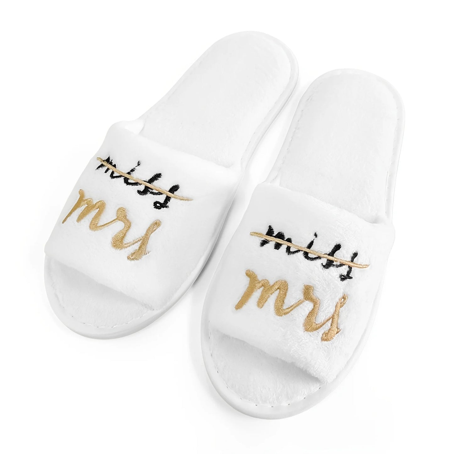 Bridal Party Slippers Set, With Embroidery, Lightweight Cozy Soft Sole Flats, for Brides, Bridesmaids, Guests & Bachelorettes