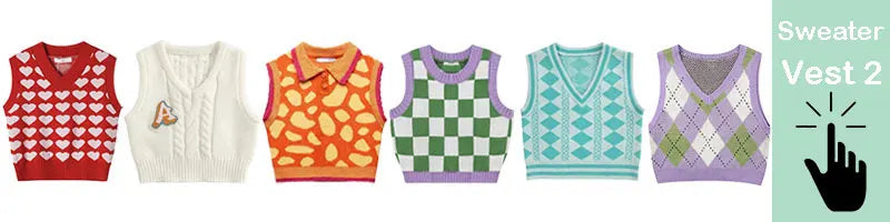 Sweet Kawaii Sweater Vest Printed Sleeveless Casual Outerwear Knitted Waistcoat 2023 Vintage Y2K Spring  E Girl Pullovers Tops