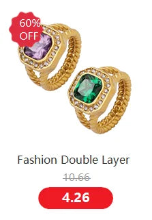 Modern Stainless Steel Round Ring for women PunkIrregular Ring 18K Gold Plated Jewelry Female Luxury Accessory Wholesale