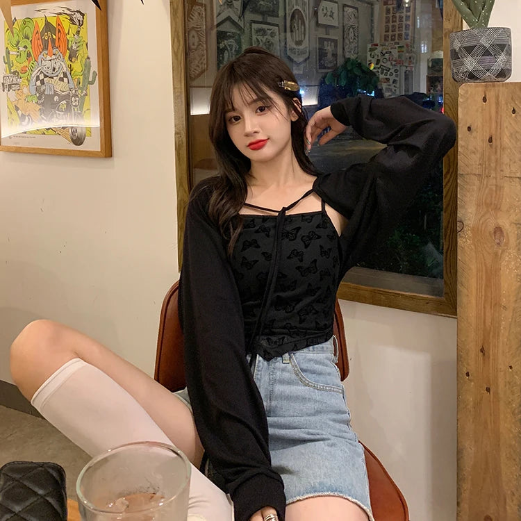 Sweater Cardigan Women Summer Thin All-match Sun-proof Lace-up Simple Fashion Street Wear Vacation Popular Casual Vintage Chic