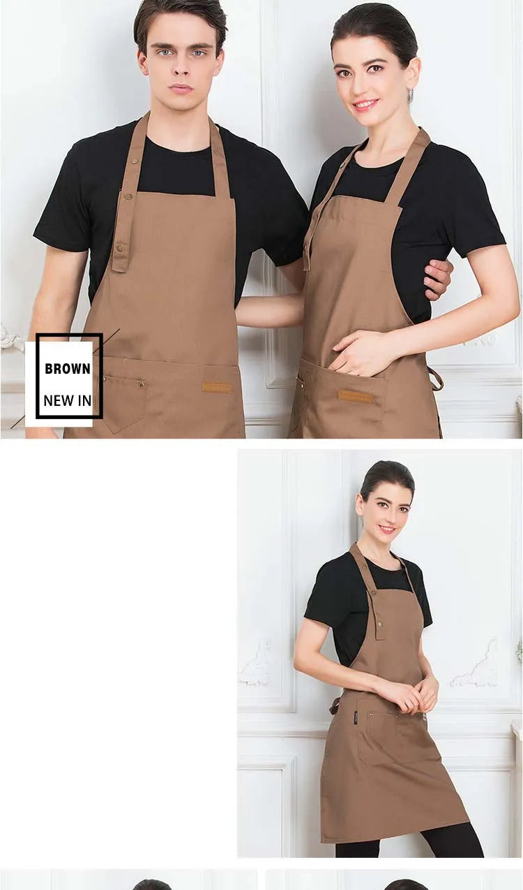 New Fashion Kitchen Aprons for Woman Men Chef Work Apron for Grill Restaurant Bar Shop Cafes Beauty Nails Studios Uniform