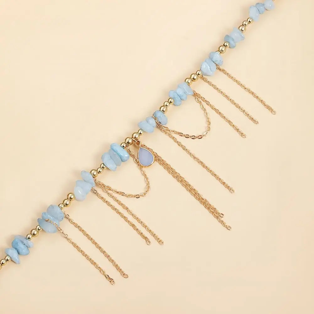 Water Droplet Necklace Tassel Necklace INS Style Collarbone Chain Natural Stone Pendant Necklace Women's Necklace Jewelry