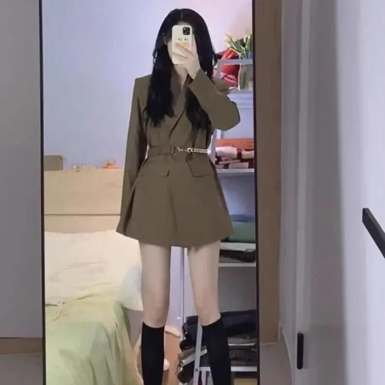 Blazer Woman Jacket Black Over Long Outerwears Dress Coats For Women Clothes Slim Modern Bags On Offer With Premium New In