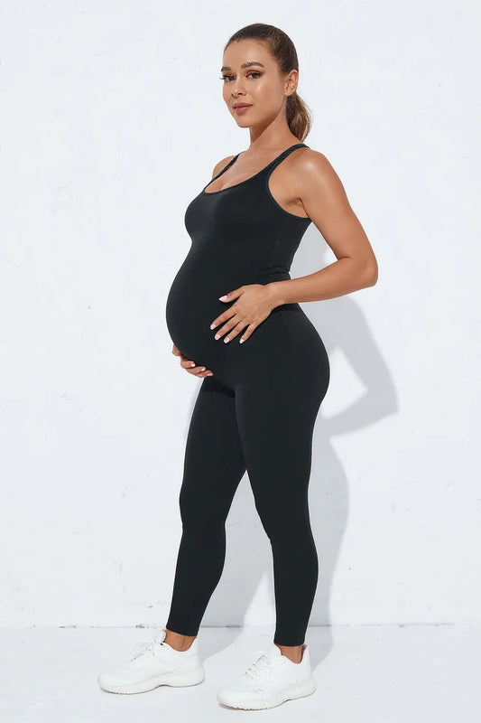 Maternity Back Cross Jumpsuit Tight Fitting and Hip Lifting Elastic Casual Outerwear for Pregnant Women Maternity Cloth