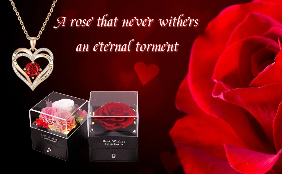 Necklace - Luxurious Rose Gift Box, Perfect for Valentine's Day, Mother's Day, Anniversary, Birthday, and Any Special Occasion