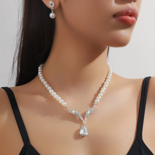 3 Pieces Of Women's Wedding Accessori, Earrings, Necklaces,  Bridal Jewelry Sets, Banquet And Party Accessories