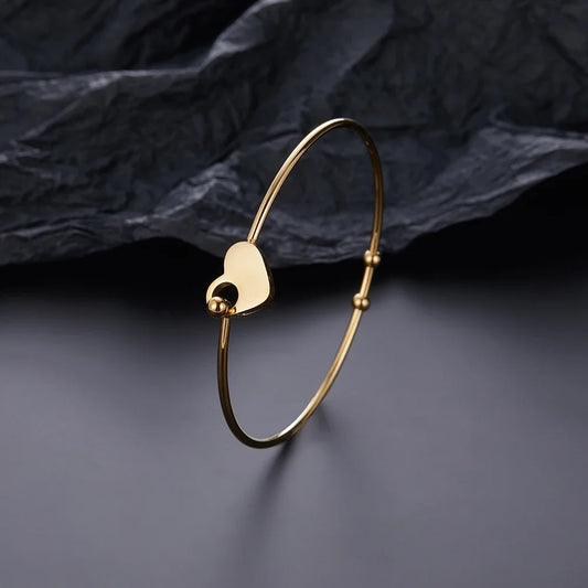 Bangles for Women Romantic Heart Shape Slim Stainless Steel Bracelet Women's Personality Jewelry Party Accessories wholesale