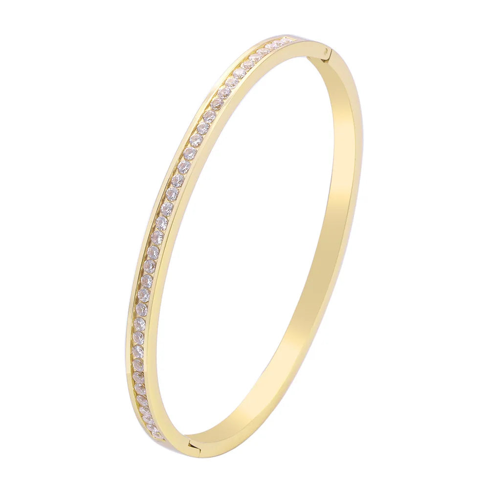 Fashion Bangles for Women Men Trendy Stainless Steel Metal Bracelets Punk Gold Color Bohemian Jewelry Accessories Gift Wholesale