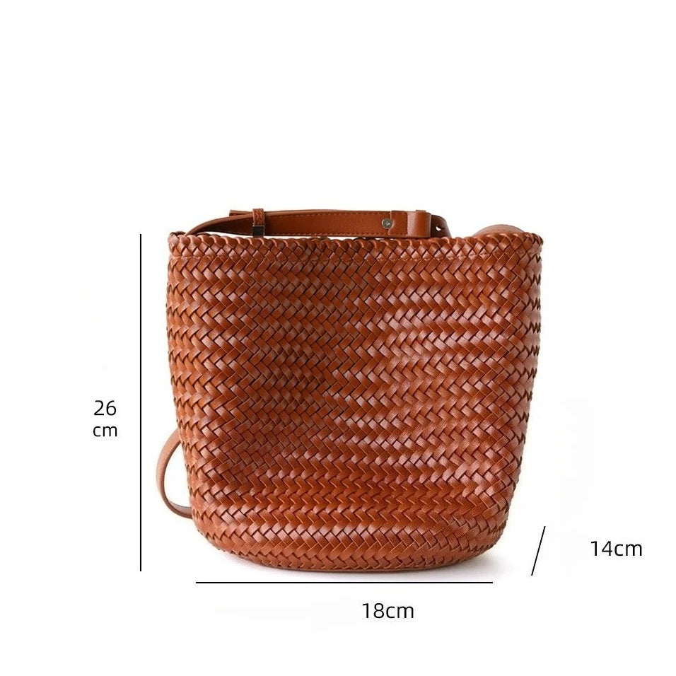 Motingsome Handwoven Bag Women's Bucket Luxury Designer Bags Niche Casual Bucket Bag Handmade French Retro Shulder Purse 2025