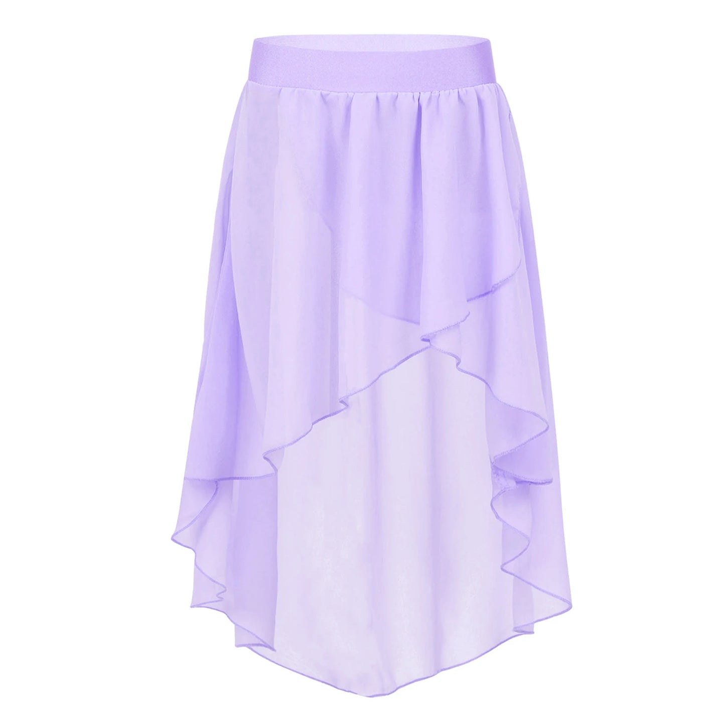 Girls Skirts High-Low Chiffon Skirt for Girl Elastic Waistband Ballet Modern Lyrical Dance Leotards Wrap Skirt Child Dancewear