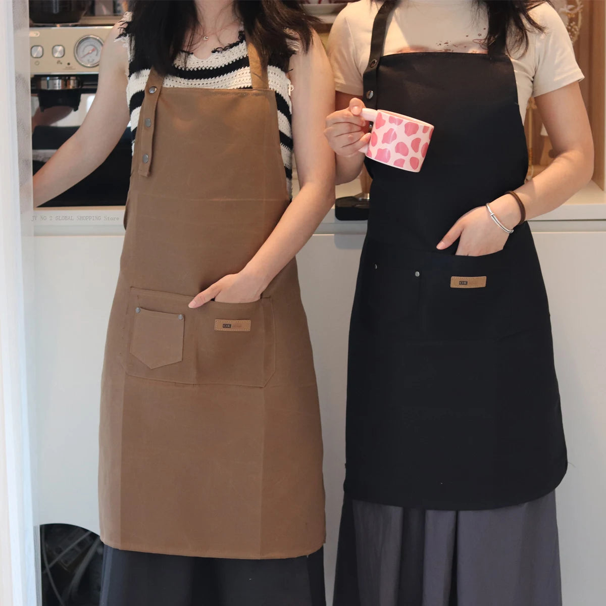 Fashion Kitchen Aprons Adjustable Bib Apron with Pockets Cooking Aprons Restaurant Chef Work Waterproof Anti-oil Stain Apron