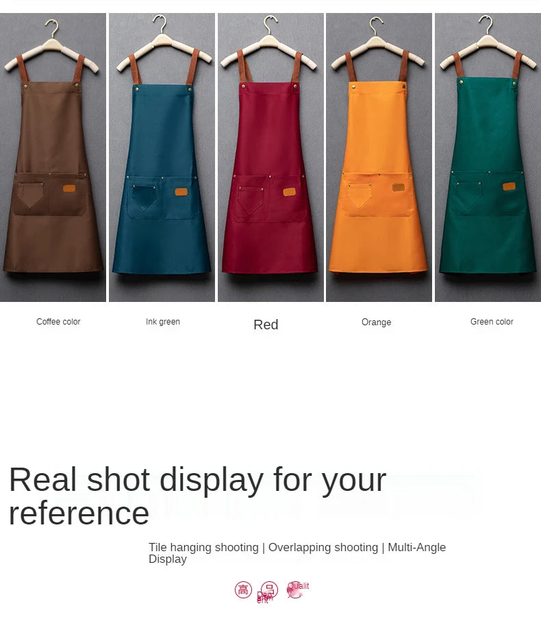 New Fashion Kitchen Aprons for Woman Men Chef Work Apron for Grill Restaurant Bar Shop Cafes Beauty Nails Studios Uniform
