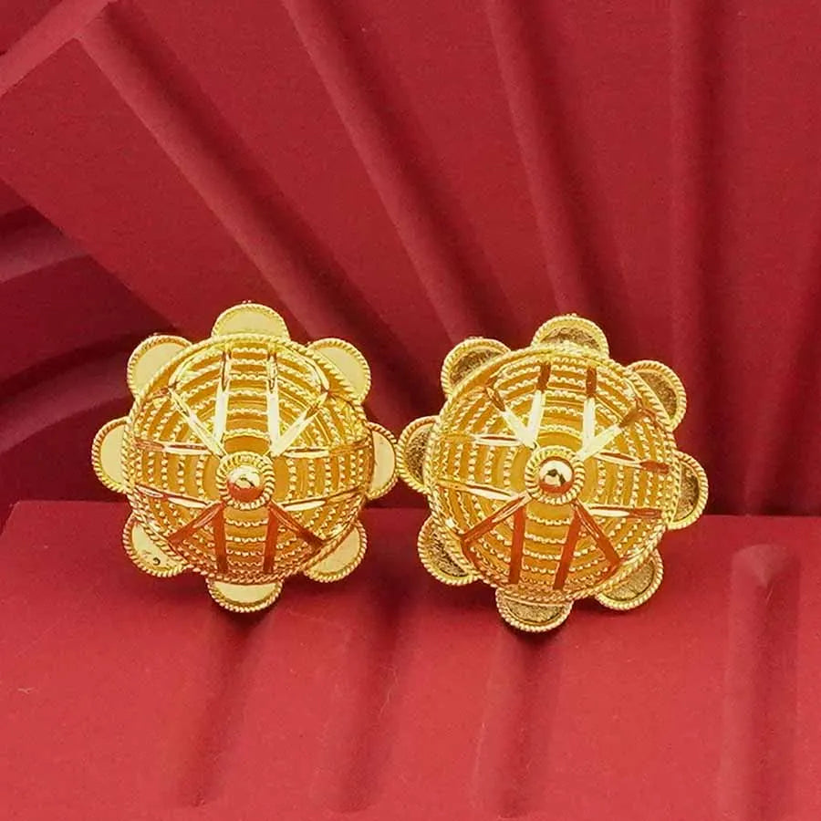 Classic 24K gold-plated jewelry necklace, bracelet, ring, earring flower design women's Habesha wedding gift Ethiopia set