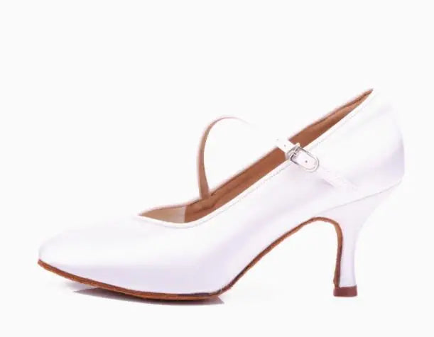 Sneakers Latin Dance Shoes Brand Women High Quality Satin Ladies Aerobics Girl Buckle Dancing SALSA BDD 138 Cowhide Sole White