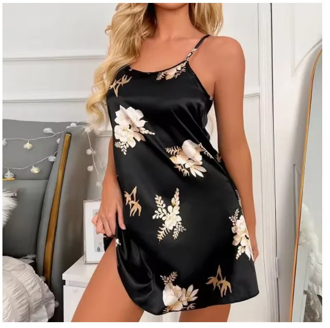 Women Sexy Sleeveless Nightdress Satin Chemise Lingerie Sleepwear Night Dress Cami Slip Dress Nightwear Nightgowns