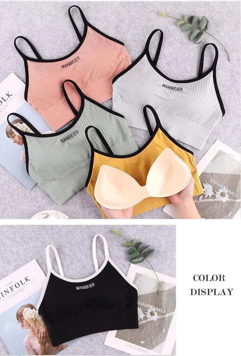 Sports Bra for Women Gym Sexy Crop Top Bra Women Cotton Underwear Soft Comfort Tube Tops Female Brassiere Tops for Girls Bra Top