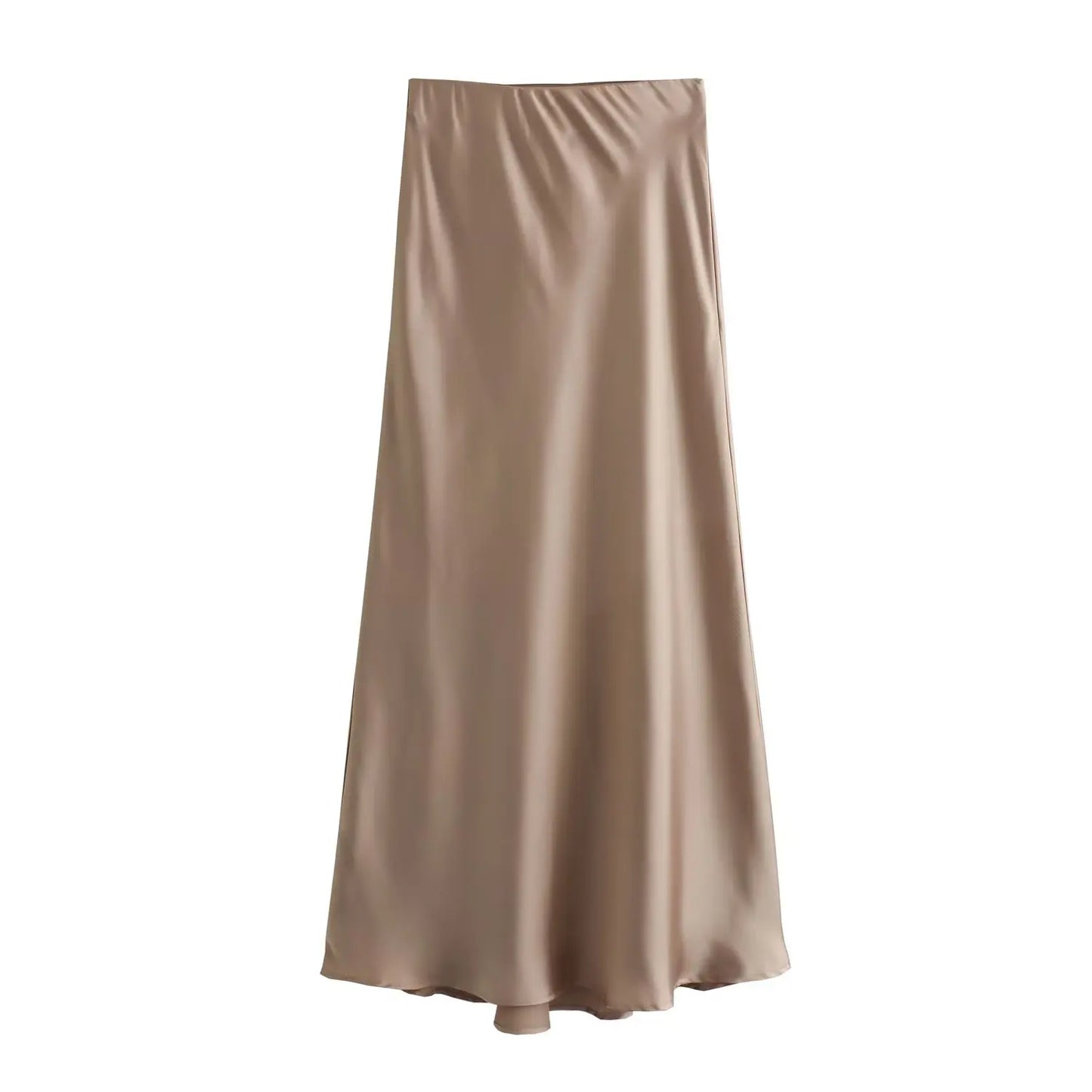 HH Skirts For Women 2024 Summer Solid Satin Sheath Long Skirt Female Show Curve Beach Outfits For Woman Mermaid Skirts