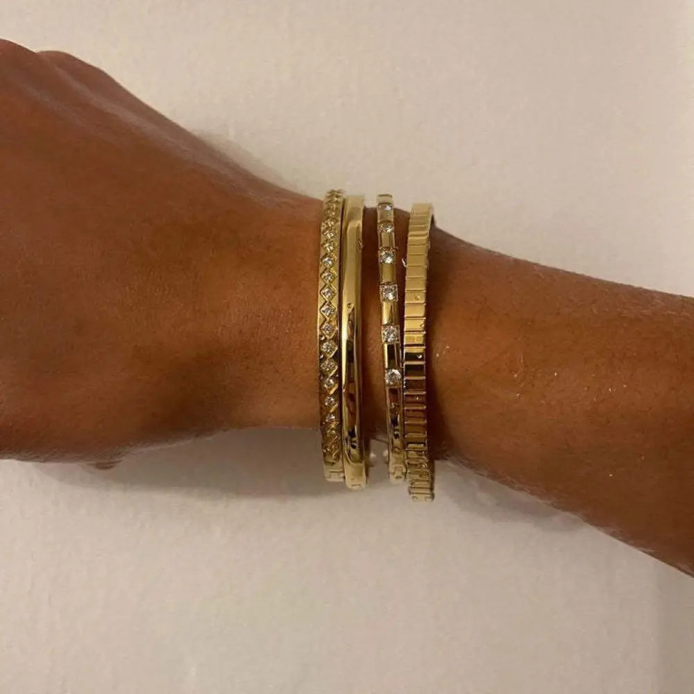 Fashion Bangles for Women Men Trendy Stainless Steel Metal Bracelets Punk Gold Color Bohemian Jewelry Accessories Gift Wholesale