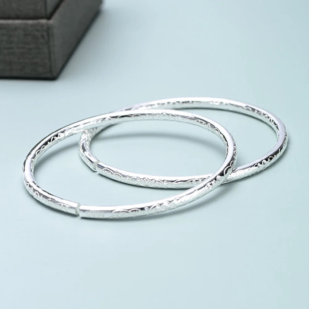 1pc 925 Sterling Silver Boho Bangles For Women Couple Korean Luxury Designer Jewelry Accessories Wholesale Jewellery