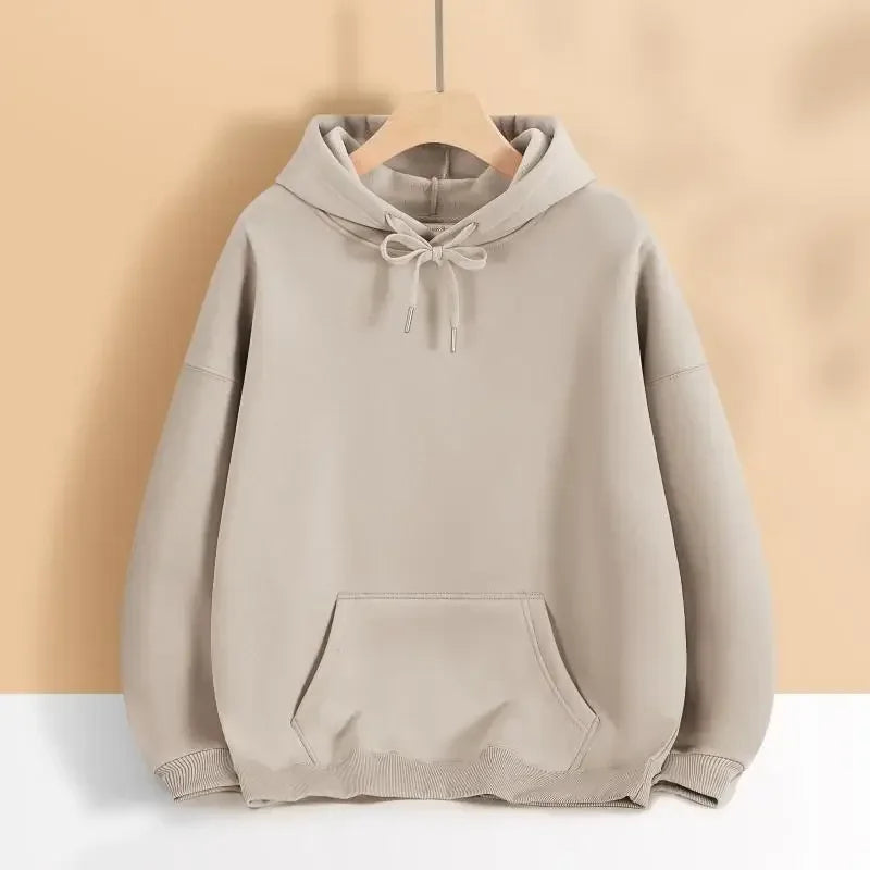 Sweater Loose Men's and Women's New Casual Solid Color Thickened Coat Autumn and Winter Hooded Sweater Simple