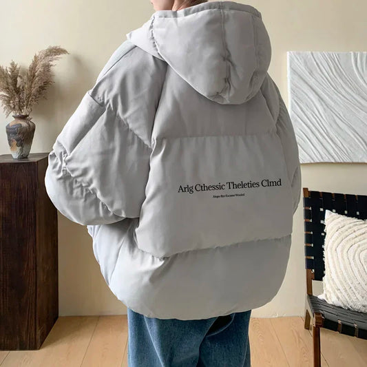 Winter Bread Jacket Winter for Men Fashion Warm Male Parkas Big Size Letter Print Men's Cotton Coat Oversize Men Clothing 2024