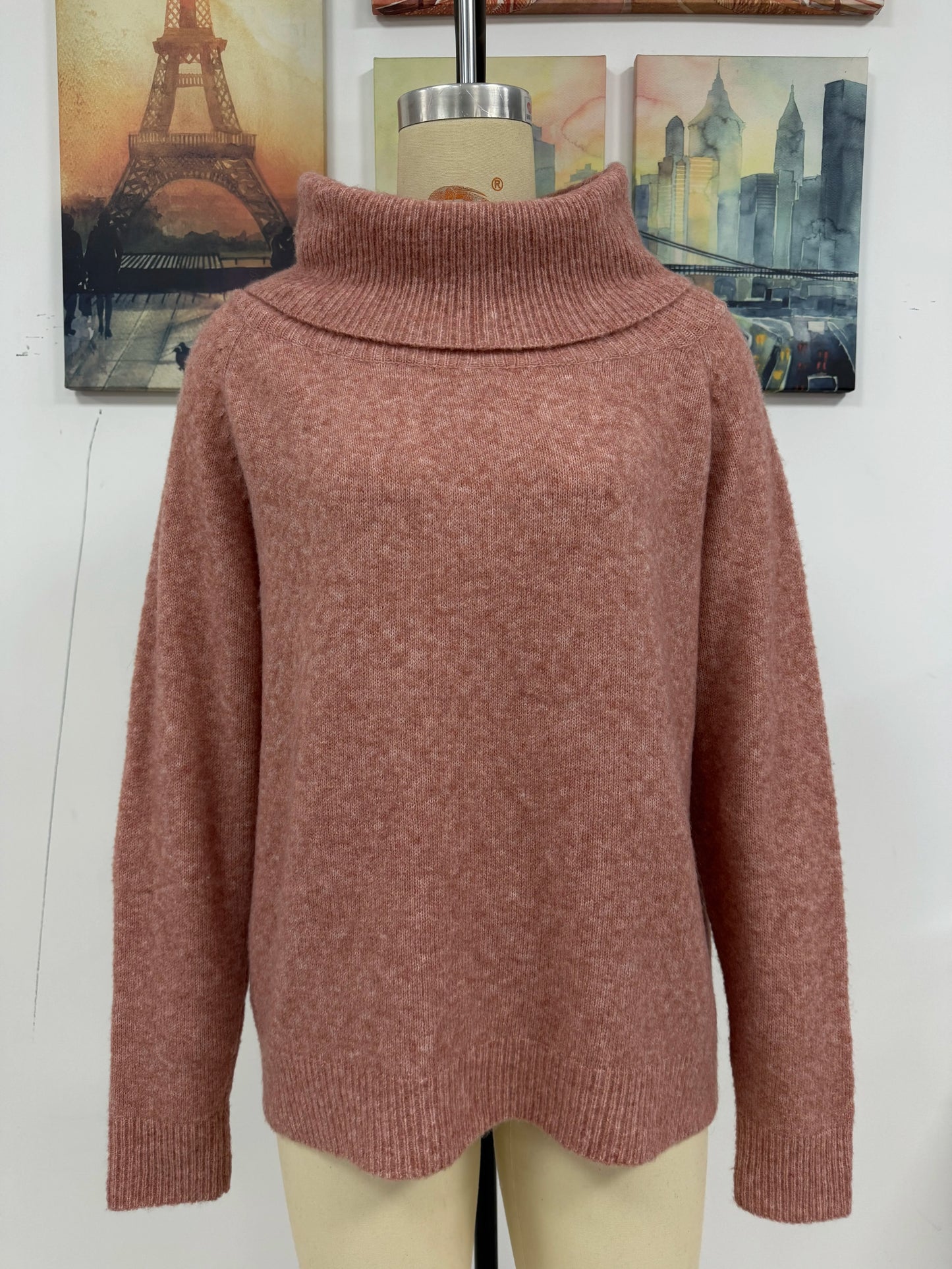 Women Sweater 2024 Winter Casual Heaps Collar Knitted Solid Long Sleeve Pullover Ladies Autumn Trend Warm Off Shoulder Jumpers