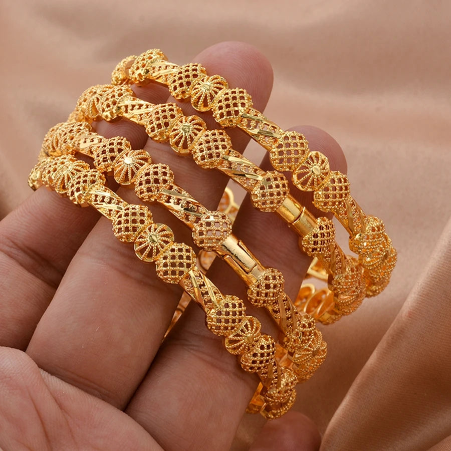 Women bangles Middle Eastern Bangles Gold Color Arab Bracelets for Wife girls wedding jewelry