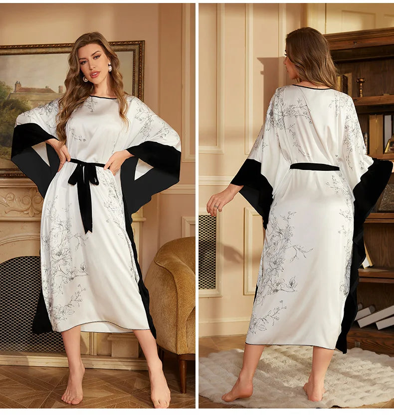 V-Neck Nightgown for Women Sleepwear Court Style Bathrobe Gown Nighties Loungewear Summer Nightdress Home Wear Outfits