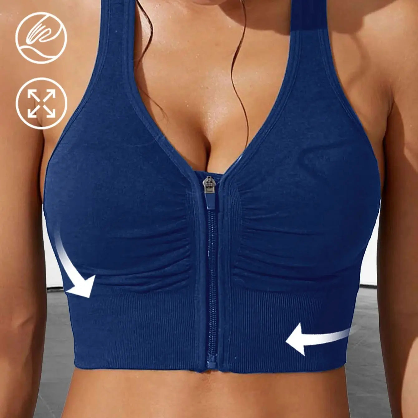 Women's Sports Bra with Front ZipperHigh Support,Shockproof, RacerbackFor Gym, yoga, Running Quick-DryFabric