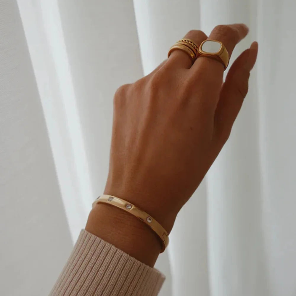 Fashion Punk Cuff Bangles For Women Dainty Zircon Inlaid Bohemia Indian Bracelets & Bangles Women's Female Cute Ladies Jewelry