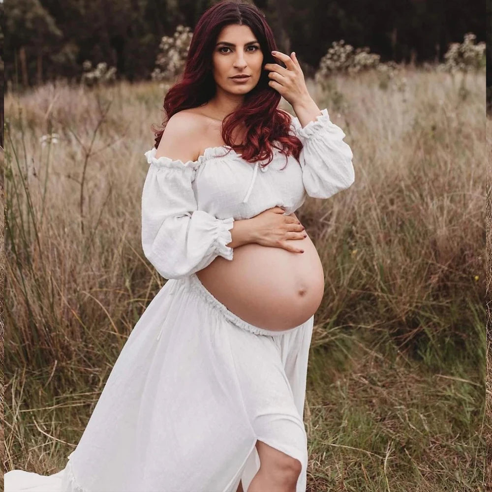 Maternity Dress For Photoshoot Pregnancy Vintage Pregnant Women Wear Comfortable Linen Cotton Dress Bohemian Boho Pregnant Dress