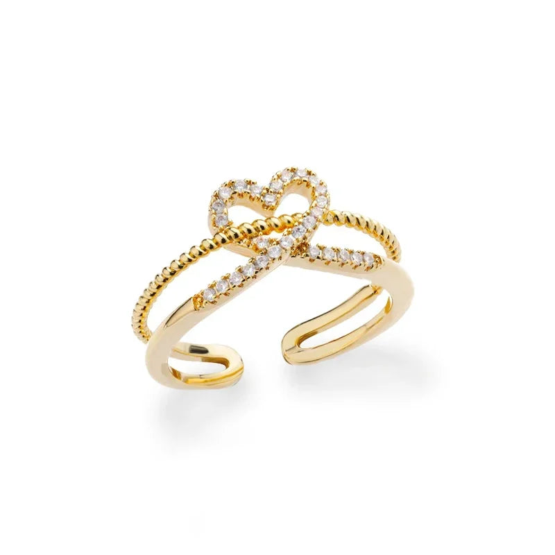 AAA Zircon Simple Geometric Ring Elegant Women's Daily Work Opening Adjustable Rings for Women Bridal Engagement Jewelry Gift