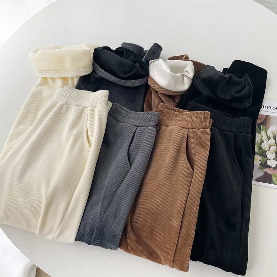 Wide-leg Trousers Women Autumn Winter 2025 New High Waist Draping Straight Tube Casual Versatility Floor Straight leg pants