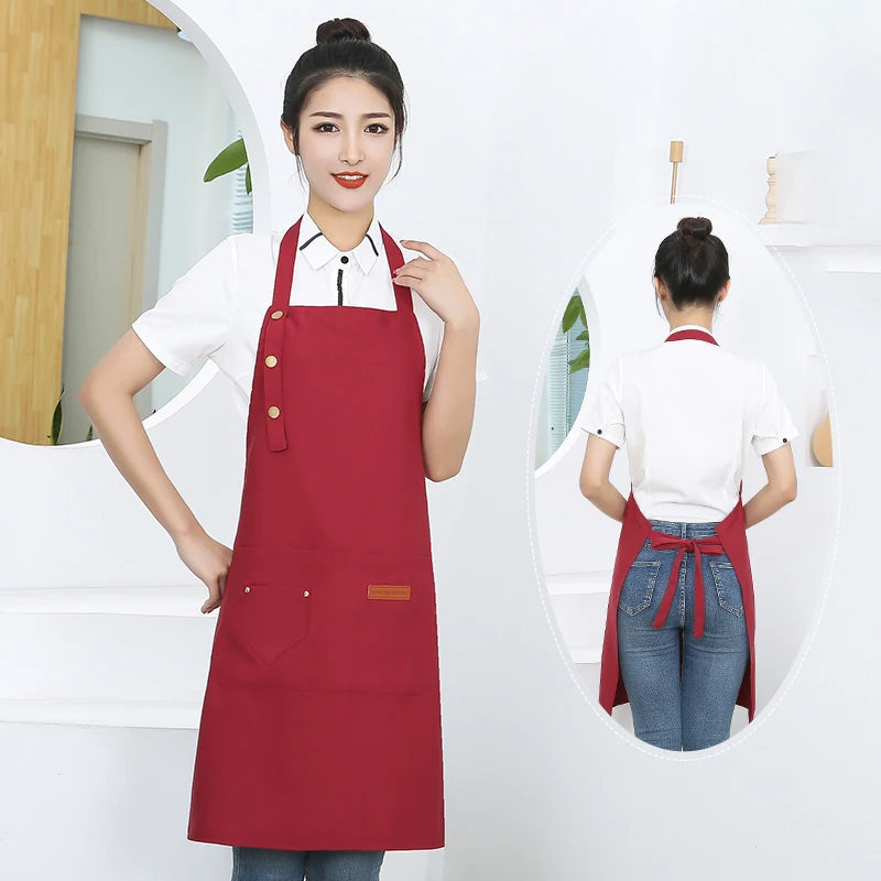 New Fashion Kitchen Aprons for Woman Men Chef Work Apron for Grill Restaurant Bar Shop Cafes Beauty Nails Studios Uniform