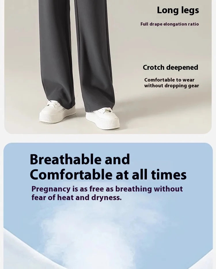 Maternity Pants Spring and Autumn Outside Wear No Support Wide Leg Pants Fall Pregnancy Not Strangling Belly Pants Maternity Wea