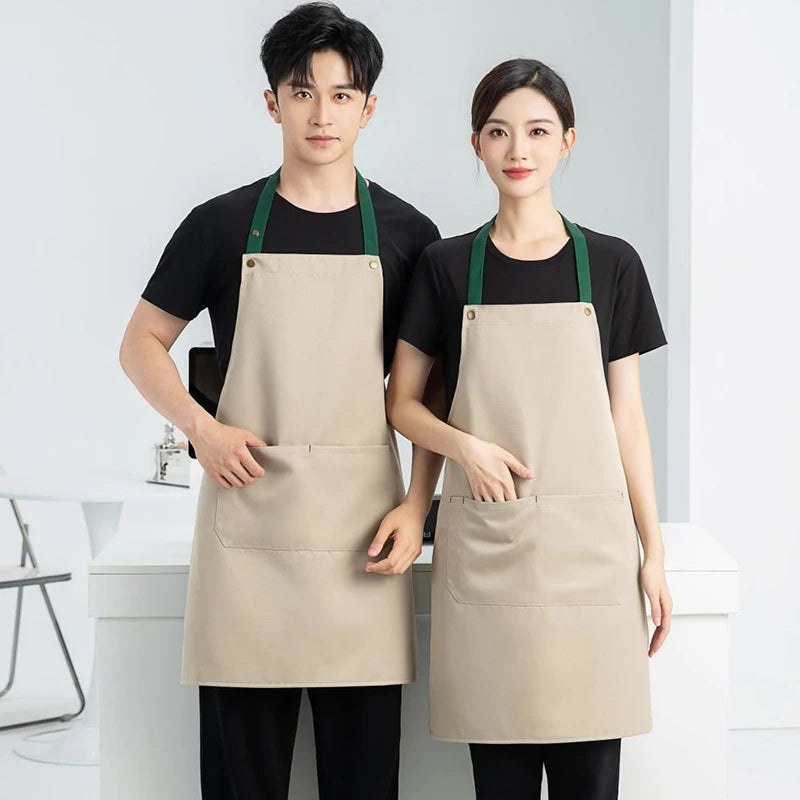 Kitchen Apron Custom Logo Polyester Plain Mandiles for Man Women Restaurant Bar Waiters Chefs Cleaning Bibs Nail Salon Aprons