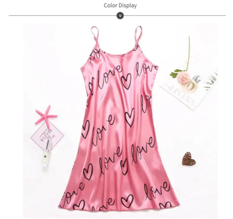 Women Sexy Sleeveless Nightdress Satin Chemise Lingerie Sleepwear Night Dress Cami Slip Dress Nightwear Nightgowns