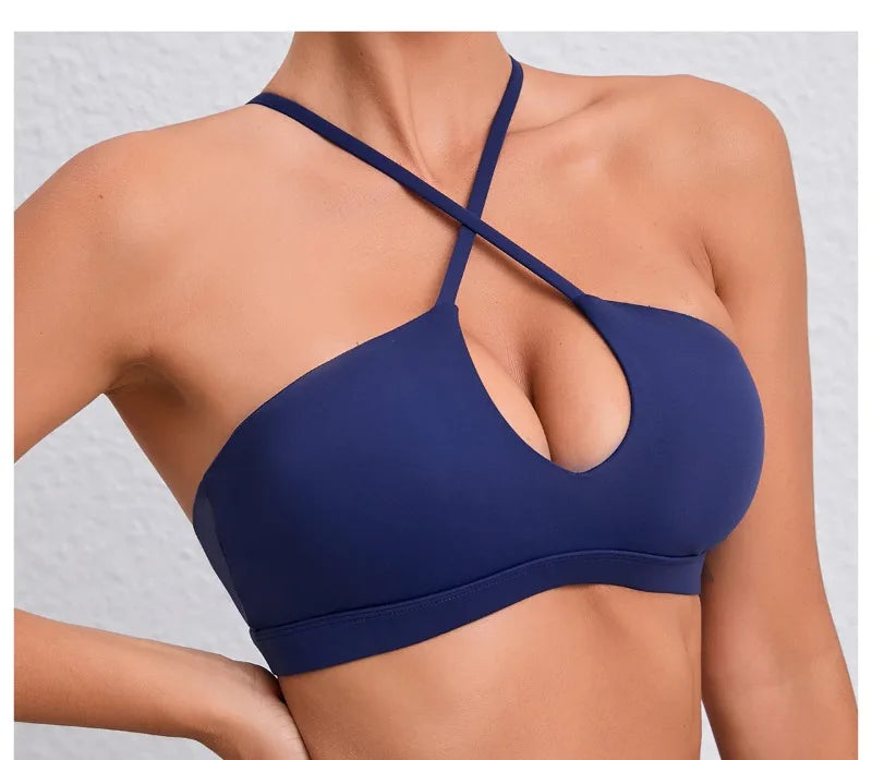 Women's Yoga Bra - Running Cross Back Breathable Naked Feel Sports Fitness Bra  for Yoga Running Gym Top