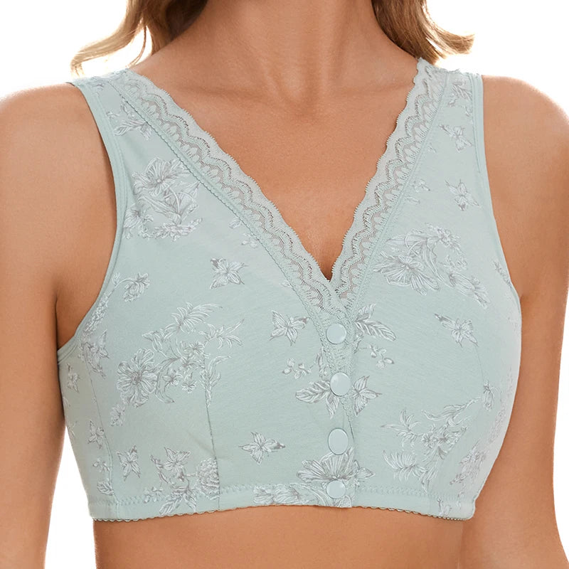 Bra Cotton Women Wire Free Bras Front Closure Brassiere Female Confortable Underwear Big Size 52BC 50BC Cup
