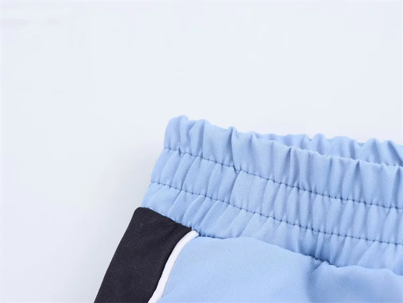 Women's Suit 2025 Autumn New Style Blue Long-Sleeve Striped Decorative Jacket and Pants Suit Casual Fashion Everyday Sports