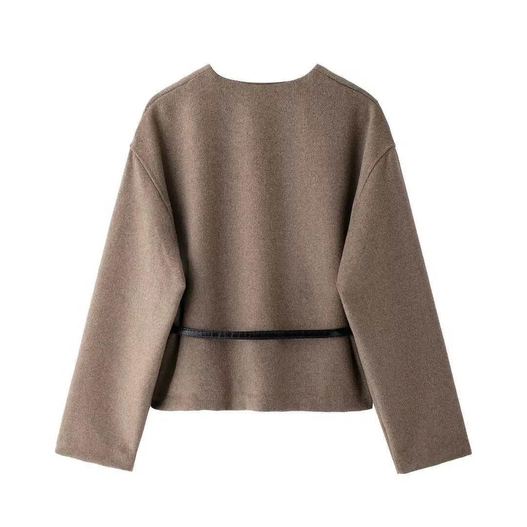Women's Outerwear 2024 New Fashion With Belt Soft Top Elegant Chic Autumn/Winter Coat