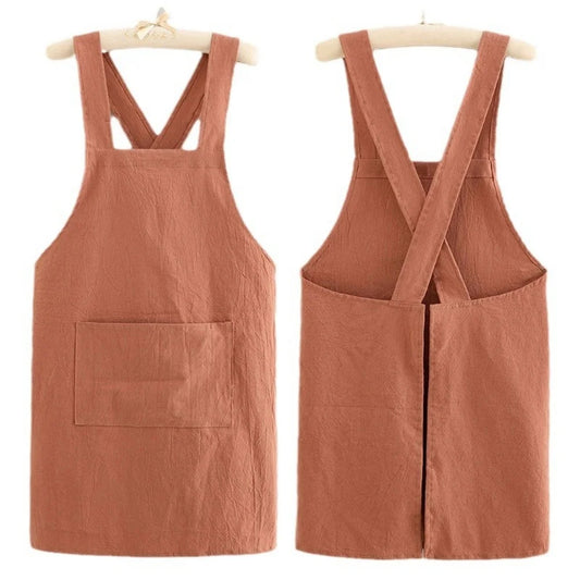 Kitchen Apron Loose Comfortable Cotton Cloth Apron Kitchen Cleaning Apron Breathable Waist Work Clothes For Painting Barber