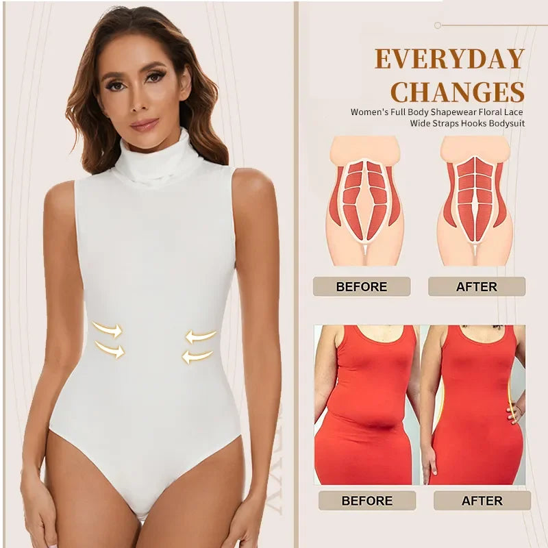 Bodysuit for Women Tummy Control New Tops Body Shaper Compression Butt Lifting Shapewear High Collar Sleeveless Bodysuits