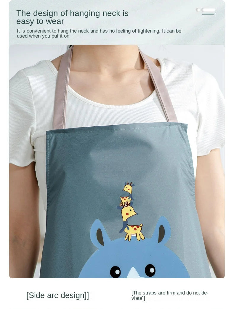 Cute Kitchen Apron for Women Waterproof and Oil Proof with Hand-Wiping Cover Wholesale
