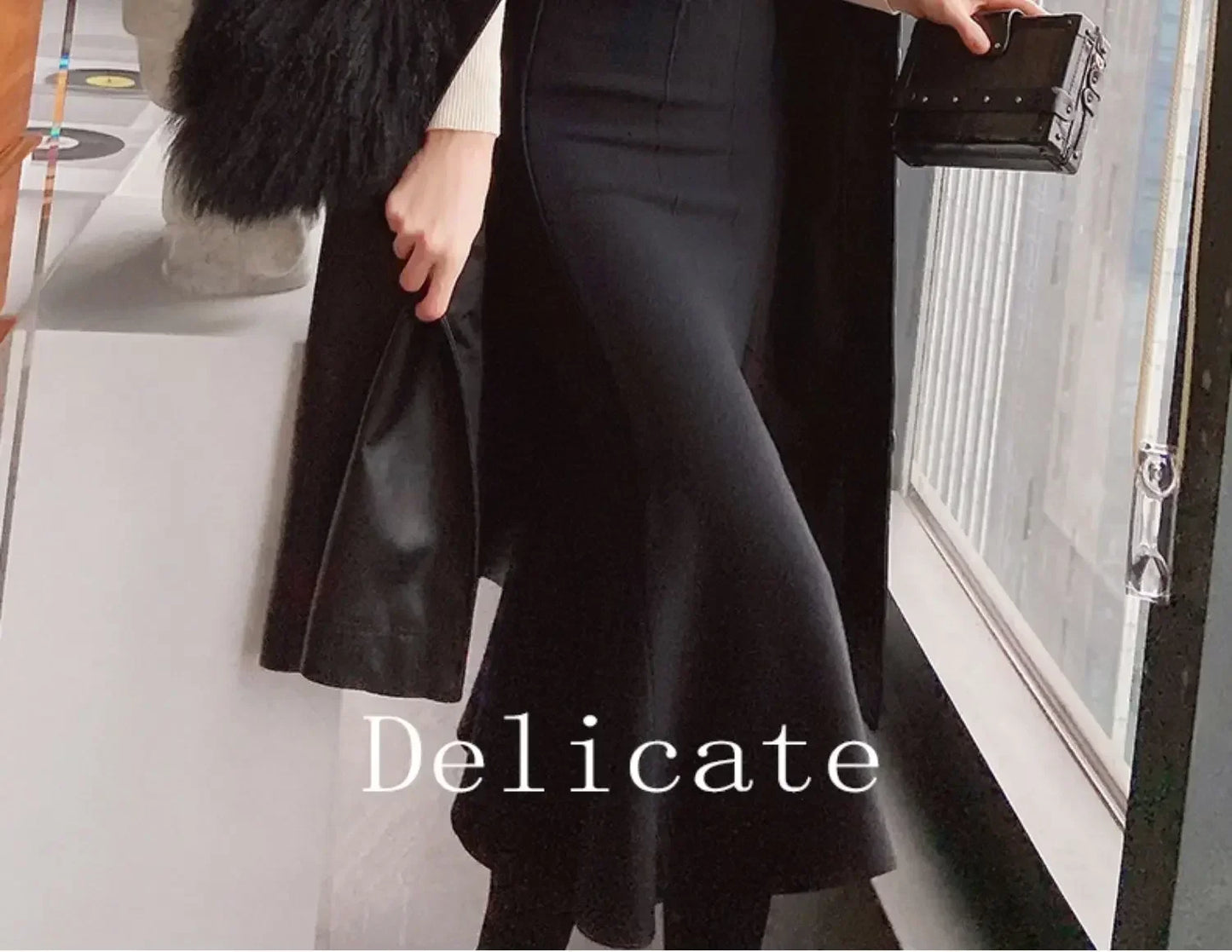 Women's Skirts 2025 Autumn Winter Fashion Knitted Long Skirts for Women Green Vintage Slim Office Lady A-LINE Fishtail Skirt